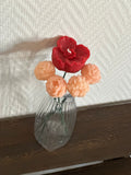 Vase + fleurs de cire parfumée
